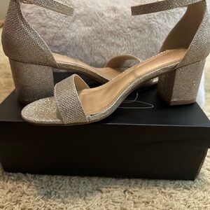 Elegant Gold Block Heel Sandals